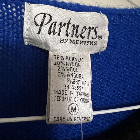 NWT Vintage Sweater Dress M Blue Black Angora Wool Blend - Picture 5 of 9